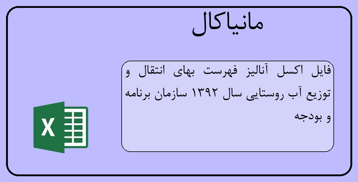 فایل اکسل آنالیز فهرست بهای انتقال و توزیع آب روستایی سال 1392