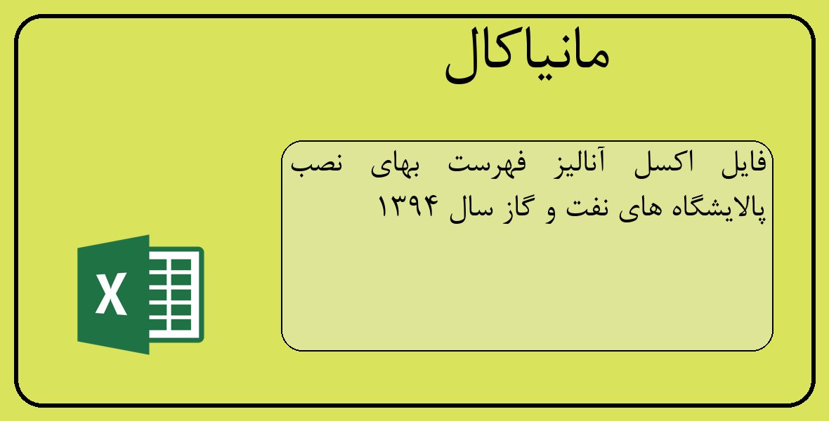 فایل اکسل آنالیز فهرست بهای نصب پالایشگاه های نفت و گاز سال 1394